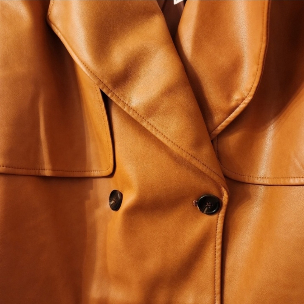 Anthropologie Caramel Faux Leather Jacket Plus Size 2Xl NWT - Picture 9 of 9